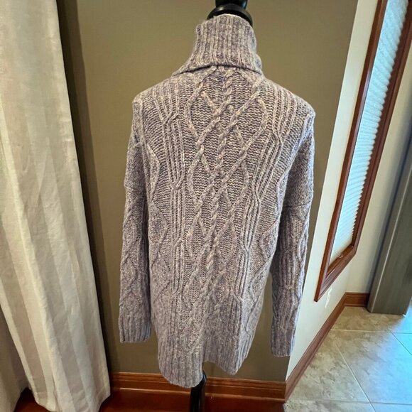American Eagle Purple Gray Cable Knit Chunky Turtle Neck Sweater, Size Small - Picture 5 of 10